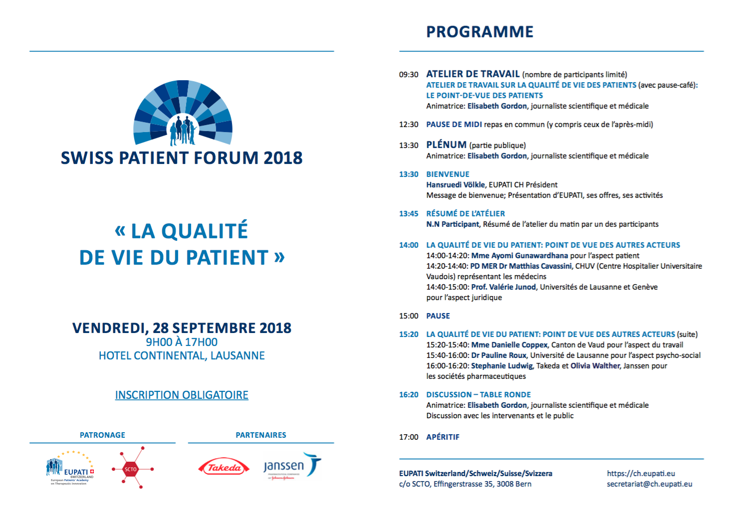 Programm Swiss Patient Forum 2018